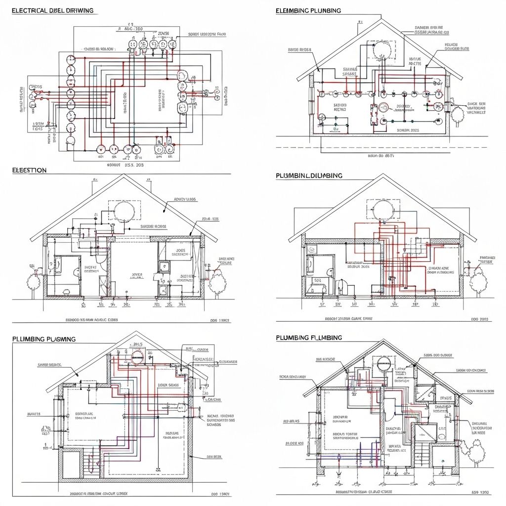 Plano de planta eléctrica e hidráulica